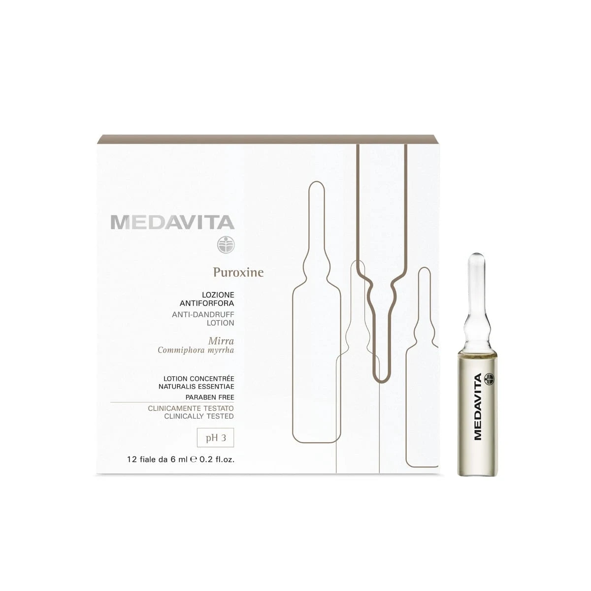 Medavita Puroxine Anti-Dandruff Lotion 12x6ml scalp lotion ampoules #Size_12x6ml