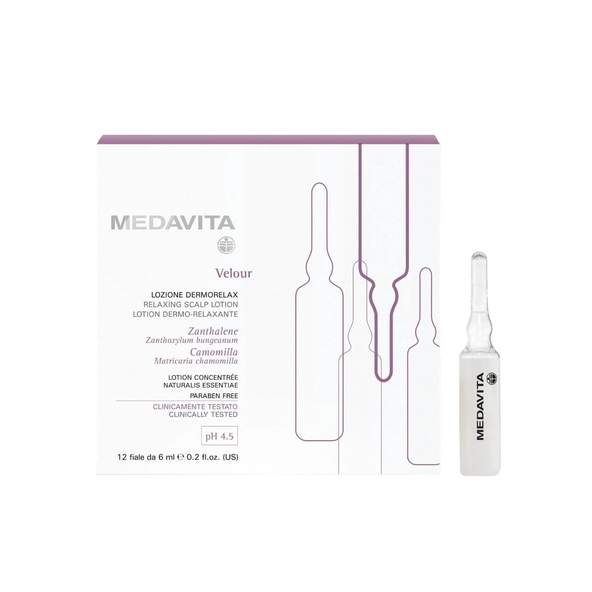 Medavita Velour Relaxing Scalp Lotion 12x6ml scalp lotion ampoules #Size_12x6ml